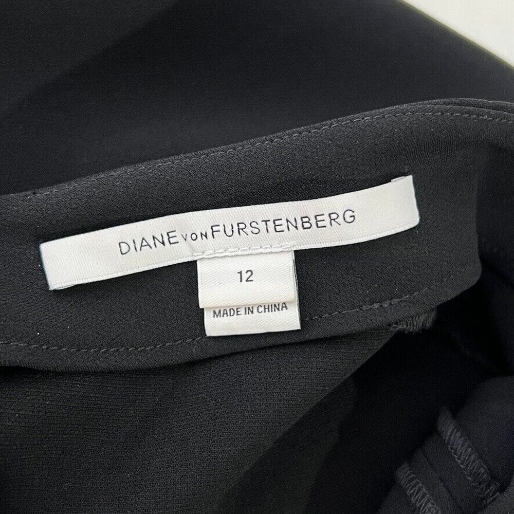 Diane von Furstenberg Black Pleated Flare Skirt Women's Size 12 High Waist